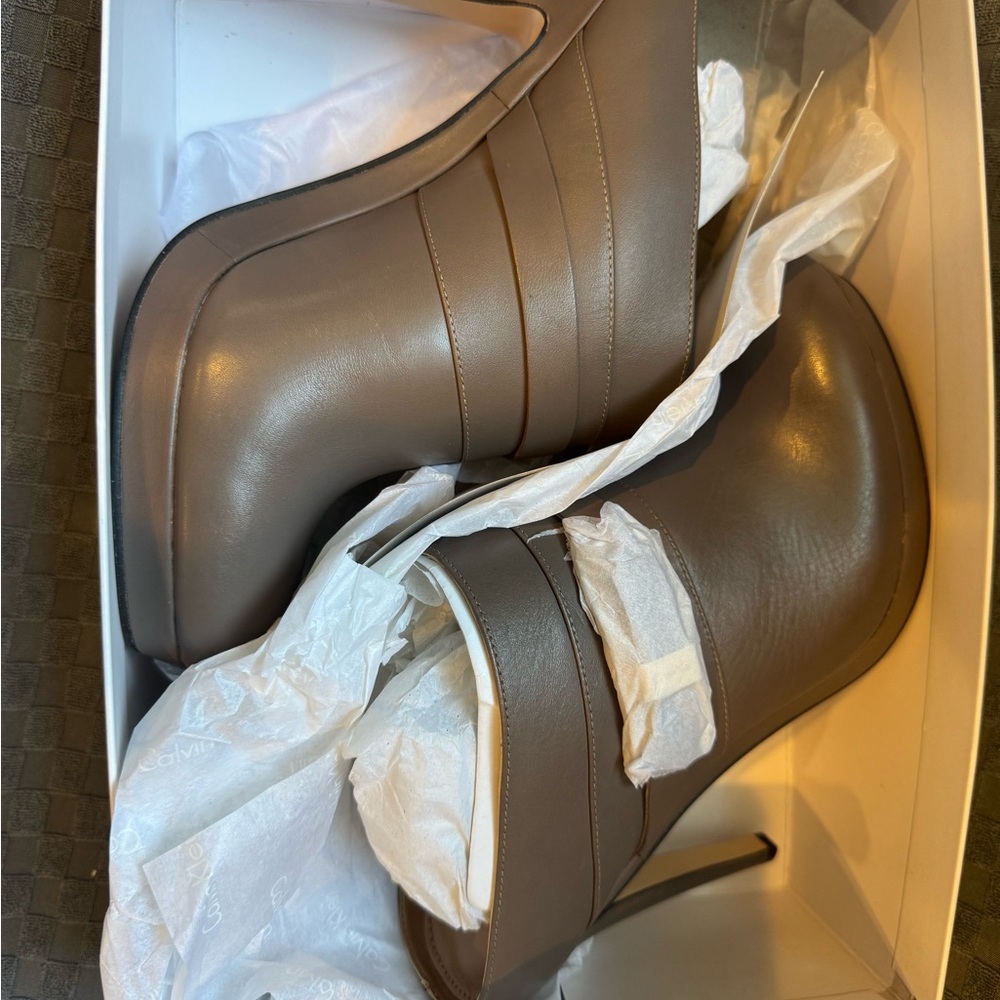 Calvin Klein Taupe Heeled Boots